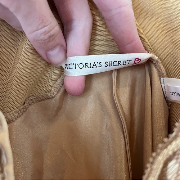 Vintage Victoria’s Secret Gold Satin Slip Dress M | Lace Bust Coquette Y2K - Picture 3 of 13